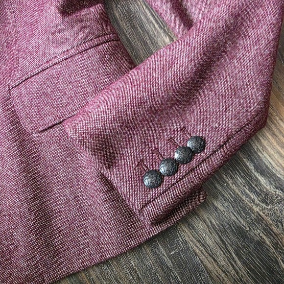 NWT Banana Republic Womens Blazer Beetroot Tweed Wool Blend Button Front Size 4 - Picture 8 of 14